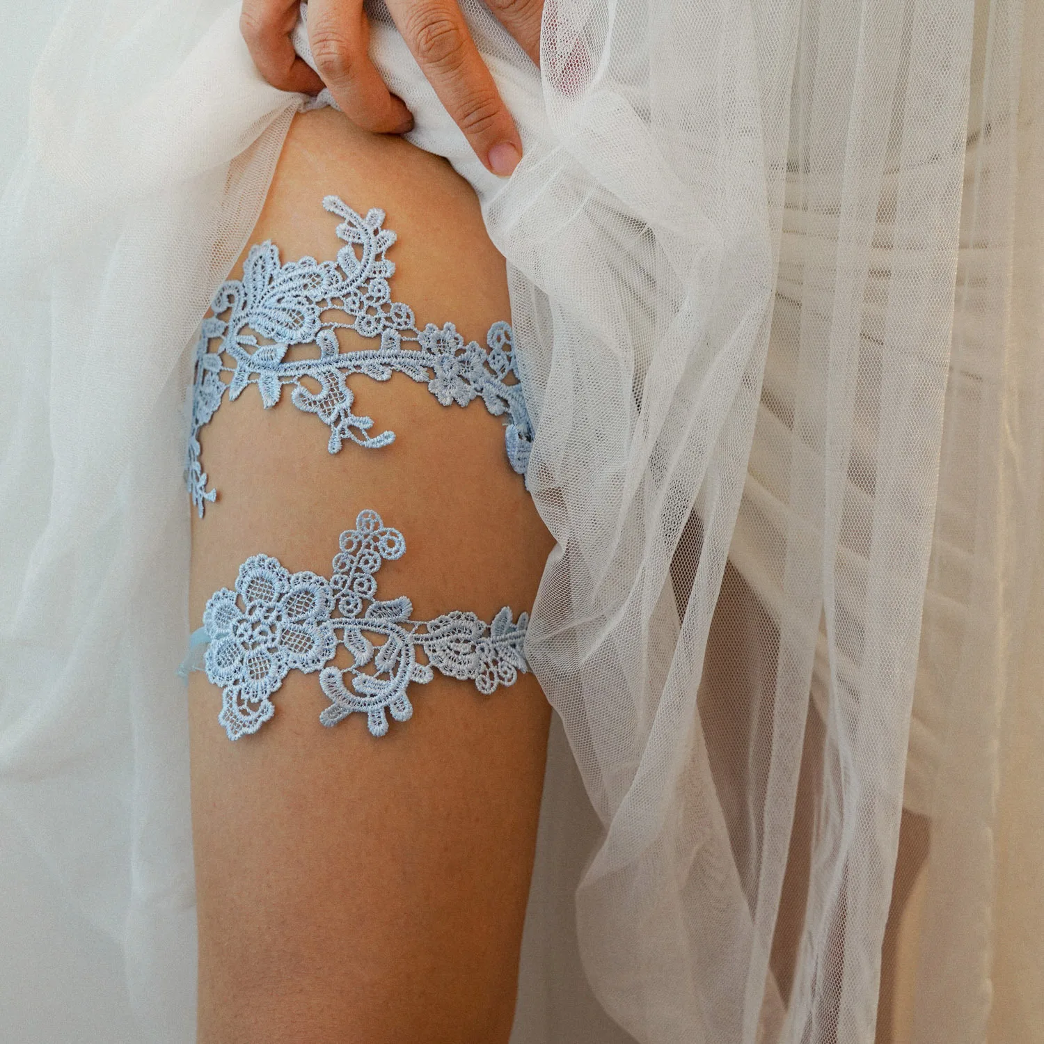 Sky Blue Wedding Garters Set L - Garter Belt Set ulasan dan harga