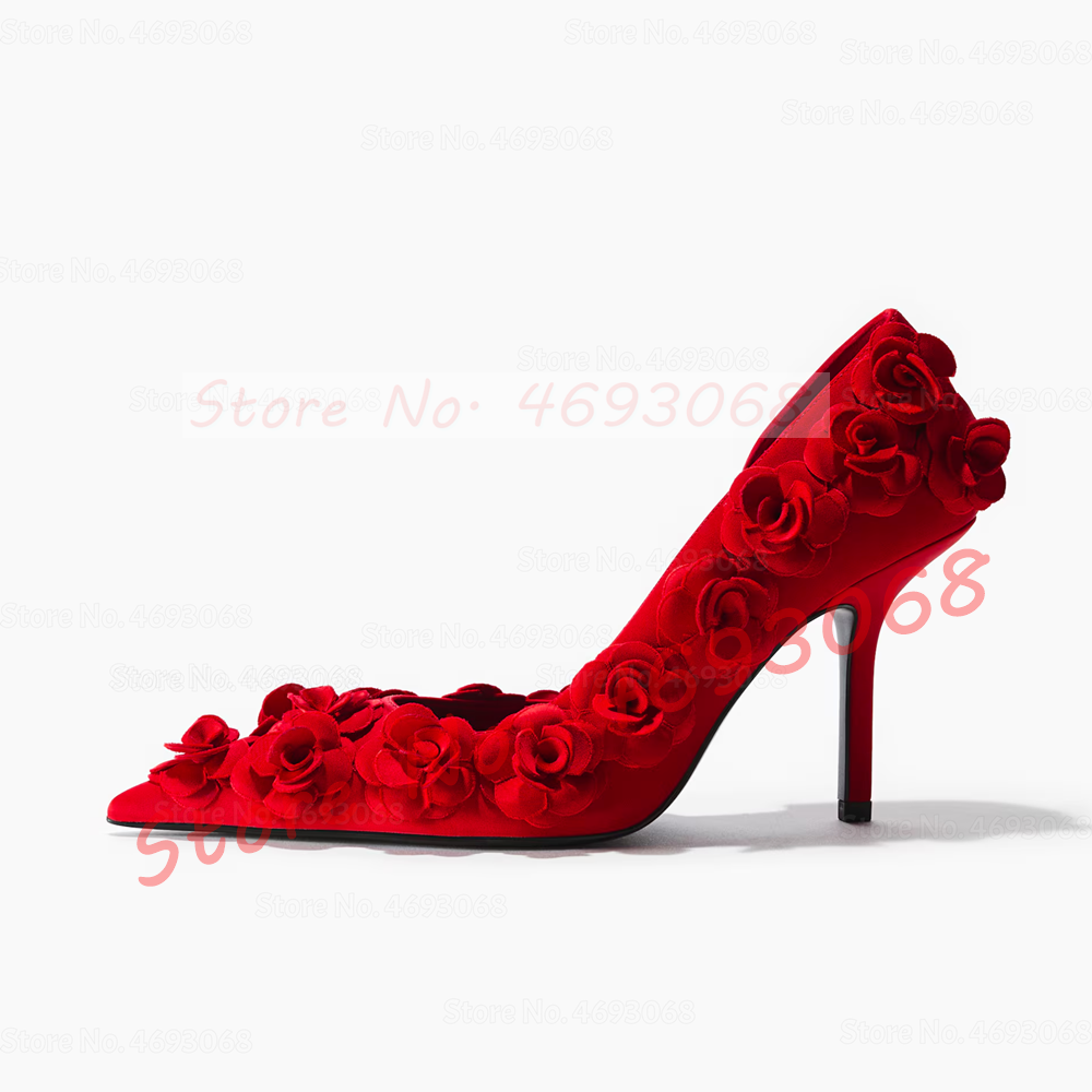 Vibrant Red Floral Appliques P - Slip Dress Satin ulasan dan harga