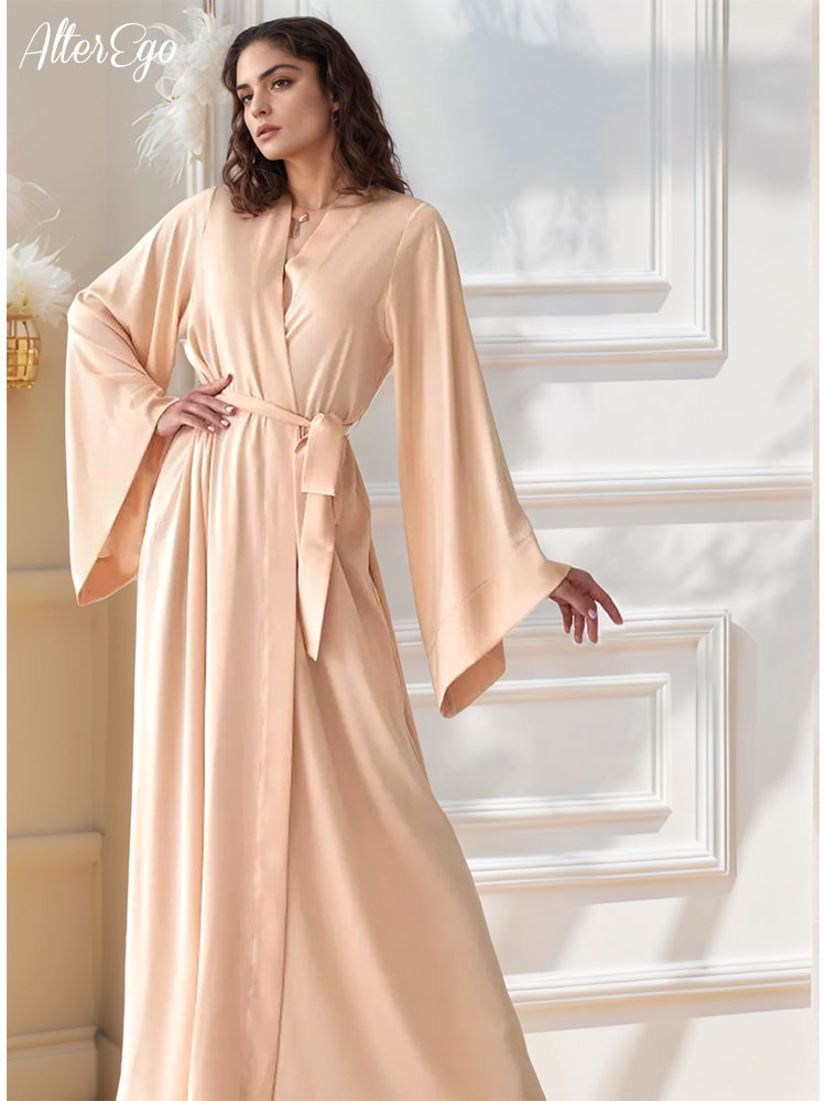Floor Length Bridal Kimono Bei - Robe Silk Women ulasan dan harga
